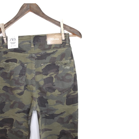 Zara NWT Camouflage High Rise Destroyed Skinny 2 4 - Picture 13 of 14